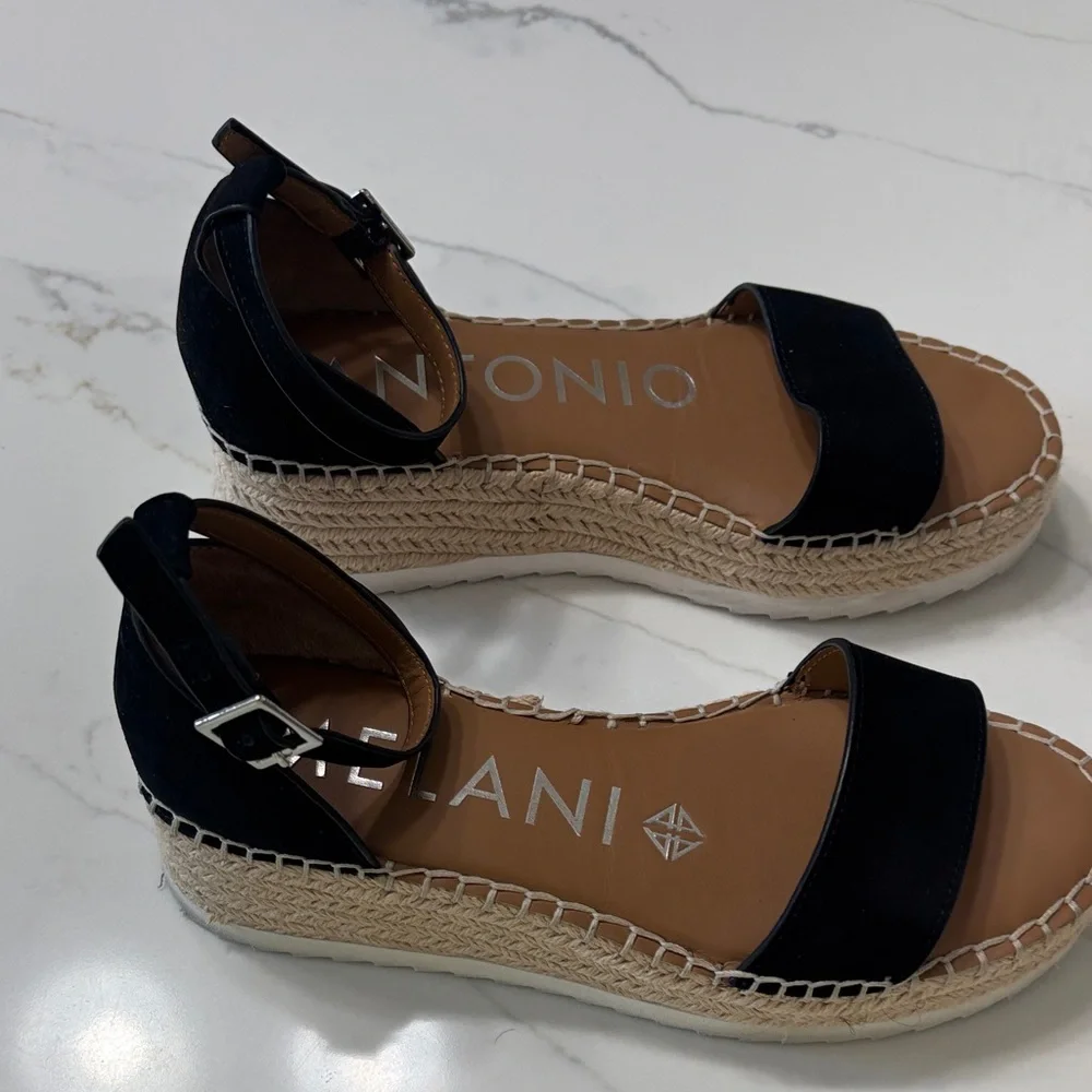 ANTONIO MELANI Black Espadrille Sandals